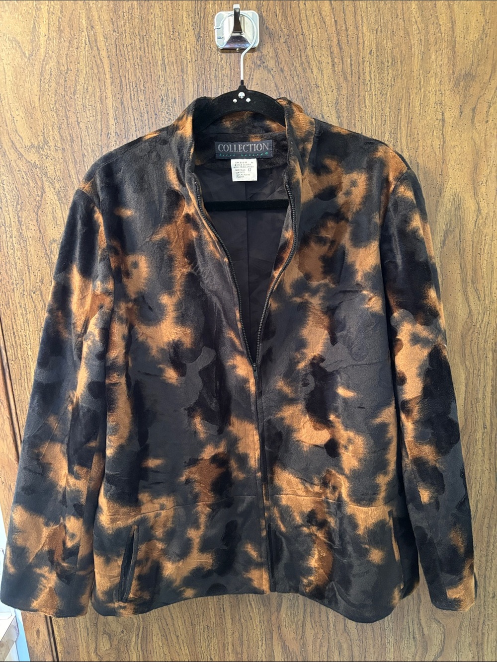 Collection Zip-Front Utility Jacket in Black & Brown Tie-Dye